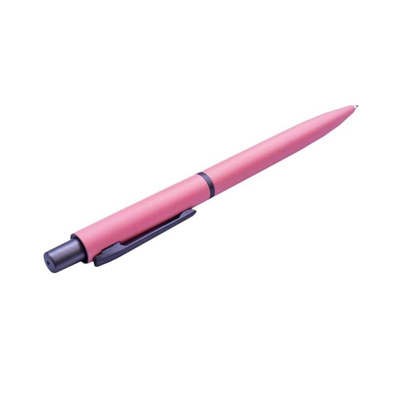 Pix retractabil cu corp metalic, cutie cadou, mina albastra, roz - imagine 4